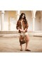 سترة نسائية من الجلد السويدي ذات ياقة عالية وحزام - 2