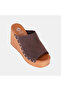Women's Dark Brown Studded Detailed Wedge Heeled Suede Slippers - 7