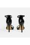 Women's Strappy Black Heeled Evening Dress Shoes - 8