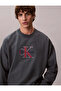Men's Ck Text Pattern Long Sleeve Cotton Crew Neck Gray Sweatshirt - 4