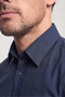 Men's Slim Fit Long Sleeve Navy Blue Shirt with Logo Detail on Chest and Back - 4