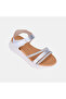 Women's Silver Stone Band Detailed Wedge Heeled Leather Sandals - 7