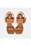 Women's Orange Crocodile Printed Thin Heeled Leather Evening Dress Sandals - 6