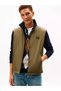 Men's Regular Fit Stand Collar Zippered Logo Label Khaki Vest