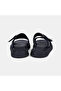 Women's Black Adjustable Leather Slippers with Double Metal Buckles - 5