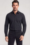 Men's Slim Fit Long Sleeve Black Shirt with Logo Detail on Chest and Back