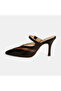 Women's Brown Adjustable Buckle Leather Evening Dress Heeled Slippers - 3