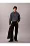 Men's Ck Text Pattern Long Sleeve Cotton Crew Neck Gray Sweatshirt - 3