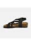 Black Women's Buckle Detailed Suede Sandals - 3