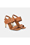 Women's Orange Crocodile Printed Thin Heeled Leather Evening Dress Sandals