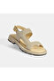 Women's Beige Suede Buckle Sandals - 6