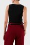 Women's High Quality Fabric V-Neck Gold Button Detailed Crop Black Vest - 2
