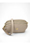 Women's Cross Strap 3 Compartment Double Metal Zipper Gold Accessory Shoulder Bag - 6