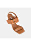Women's Orange Crocodile Printed Thin Heeled Leather Evening Dress Sandals - 7