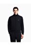 Men's Regular Fit High Collar Long Sleeve Navy Blue Sweatshirt