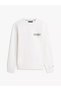 Men's Regular Fit Round Neck Logo Printed Long Sleeve Yellow Sweatshirt - 5