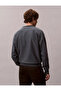 Men's Ck Text Pattern Long Sleeve Cotton Crew Neck Gray Sweatshirt - 2