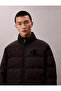 Men's Regular Fit Quilted Patterned Stand Collar Black Jacket with Ck Logo - 3
