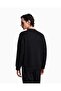 Men's Comfortable Double Jersey Round Neck Logo Embroidered Black Sweatshirt - 3