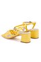 Women's Yellow Adjustable Buckle Heeled Leather Sandals - 5
