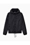 Women's Regular Fit Hooded Elastic Waist Long Sleeve Windbreaker Black Jacket - 5