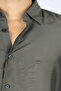 Men's Micro Eagle Embroidery on Chest Shirt Collar Long Sleeve Khaki Shirt - 4