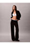 Women's Low Waist Comfortable Fit Wide Leg Denim Black Trousers