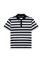 Men's Regular Fit Horizontal Striped 100% Cotton Short Sleeve Navy Blue-White Polo Neck T-Shirt - 4