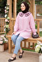 Collar Embroidered Hijab Tunic Pink
