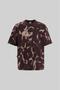 Men's All over Abstract Pattern Printed Oversize Brown T-Shirt