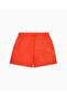 Men's Elastic Tie-Waist Short Length Brand Text Pattern Red Swimsuit - 3