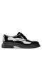 Men's Brushed Leather Round Toe Lace-Up Polished Black Classic Shoes