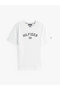 Men's Regular Fit Cotton Logo Printed Cotton Round Neck Short Sleeve White T-Shirt - 5