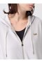 Women's Hooded Collar Pocket Detail Zipper Closure Long Sleeve Gray Sweatshirt - 3