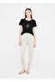 Women's Regular Fit Woven Fabric Ecru Trousers with Elastic Waist and Cuffs - 4