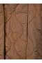 Women's Comfortable Fit Quilted Zippered Hooded Long Sleeve Brown Jacket - 4
