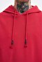 Men's Basic Solid Hooded Oversize Washed Red Sweatshirt - 4