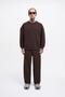 Men's Basic Diagonal Baggy Sweatpants Dark Brown - 5