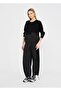 Women's Satin Detailed Comfortable Fit Black Trousers with Elastic Cuffs - 3