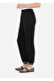 Women's Regular Fit Woven Fabric Black Trousers with Elastic Waist and Cuffs - 3