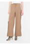 Women's Satin Detailed Comfortable Fit Beige Trousers with Elastic Cuffs