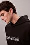 Men's Relaxed Fit Hooded Logo Printed Sweatshirt - Black - 4