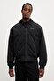 Men's Shirt Collar Long Sleeve Zipper Closure Pocket Detail Black Jacket - 2