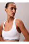 Women's Square Neck Elastic Tight Calvin Lettering Patterned White Bralette - 2