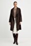 Women's Regular Fit Round Neck Patterned Cotton Knitted Brown Sweater - 2