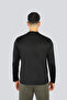 Men's Regular Fit Flexible Cotton Eagle Logo Detailed Long Sleeve Black T-Shirt - 2