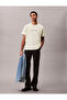 Men's Regular Fit Round Neck Ck Logo Printed Cotton Short Sleeve Beige T-Shirt - 3