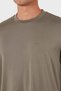 Men's Cotton Brand Logo Crew Neck Khaki T-Shirt - 4