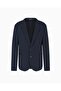 Men's Jacquard Knitted Fabric Long Sleeve Navy Blue Jacket - 5