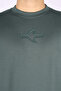 Men's Regular Fit Round Neck Shark Logo Embroidered Long Sleeve Green Sweatshirt - 3